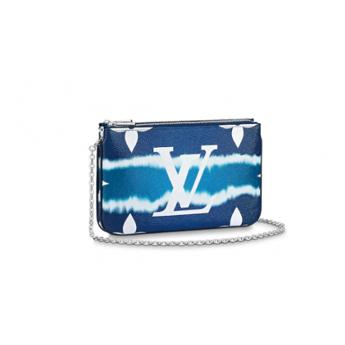 Bolso de mano Louis vuitton original ESCALE POCHETTE DOUBLE ZIP M69124 azul