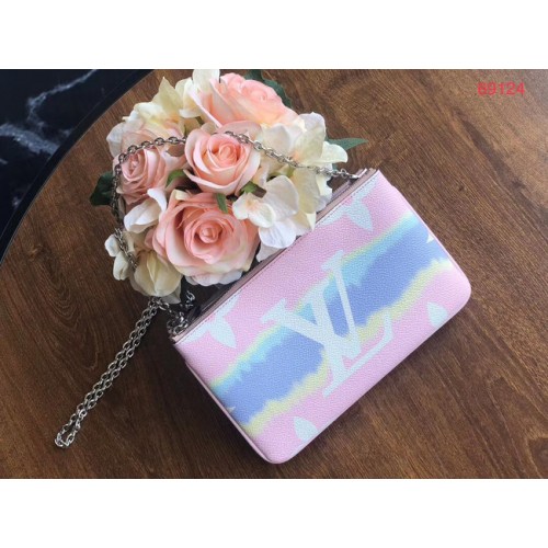 Bolso de mano original ESCALE POCHETTE DOUBLE ZIP de louis vuitton M69124 rosa