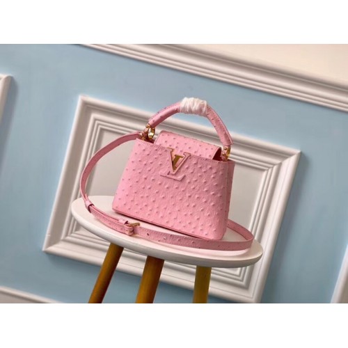 Patrón de avestruz original Louis vuitton CAPUCINES Mini M44611 Eau de Rose