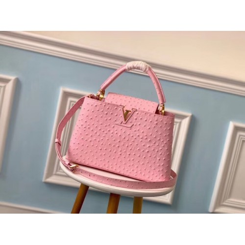 Patrón de avestruz original de Louis vuitton CAPUCINES PM M53665 Eau de Rose