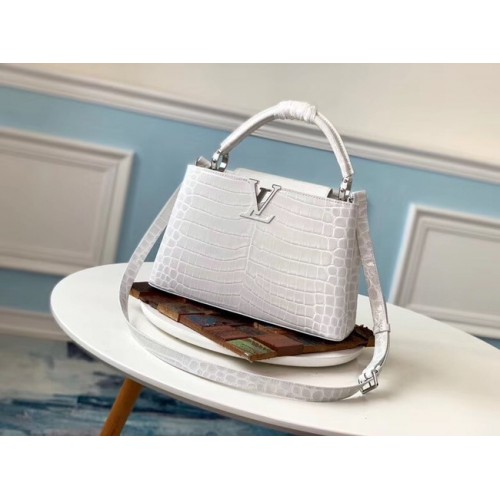 Cocodrilo original louis vuitton CAPUCINES PM M53665 crema