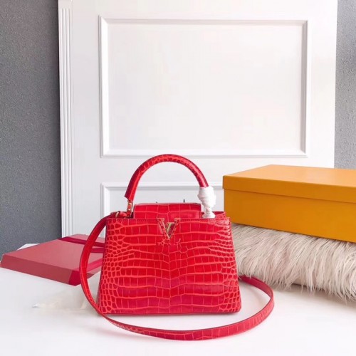 Cocodrilo original louis vuitton CAPUCINES PM M94587 rojo