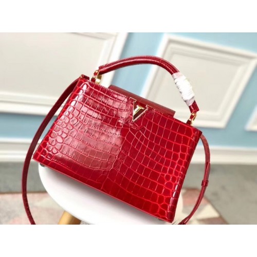 Cocodrilo original louis vuitton CAPUCINES PM N93163 rojo