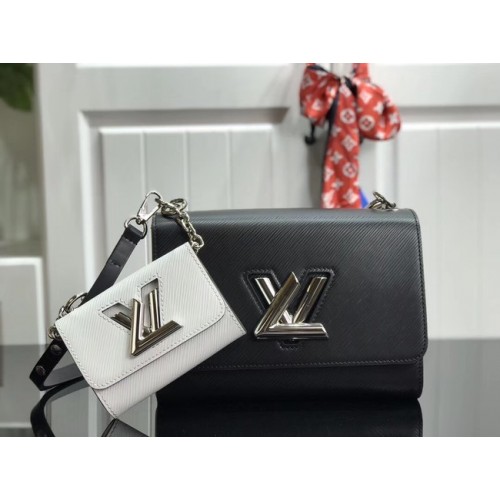 Cuero epi original Louis vuitton TWIST MM M50280 blanco y negro