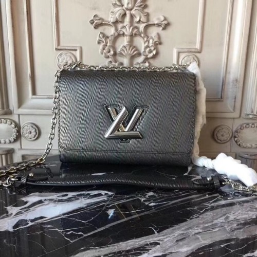 Cuero epi original louis vuitton TWIST MM M50332 Gris plata