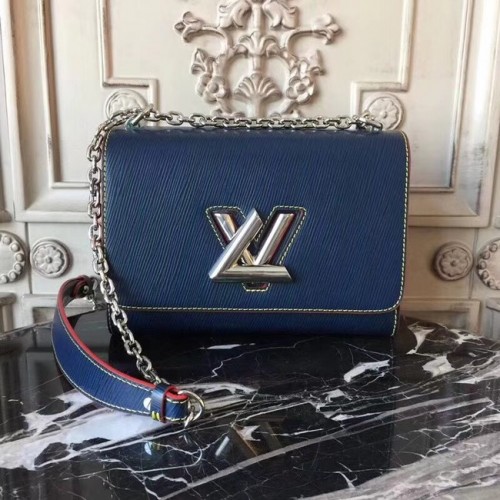 Cuero epi original louis vuitton TWIST MM M50332 azul oscuro