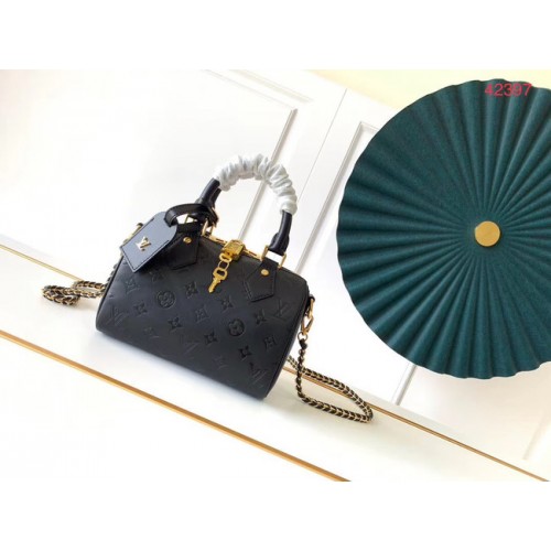 Cuero original louis vuitton SPEEDY 20 Monogram Empreinte mini m42397 negro