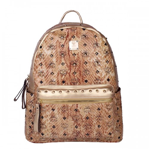 MCM Armour Mochila Mediana Piel Serpiente MC2095 Oro