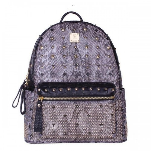 MCM Armour Mochila Mediana Piel Serpiente MC2095 Gris