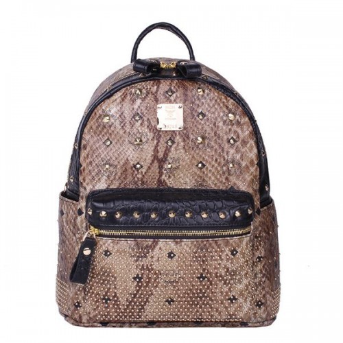 MCM Armour Mochila Pequeña Piel Serpiente MC2095S Marrón