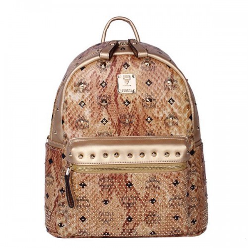 MCM Armour Mochila Pequeña Piel Serpiente MC2095S Oro