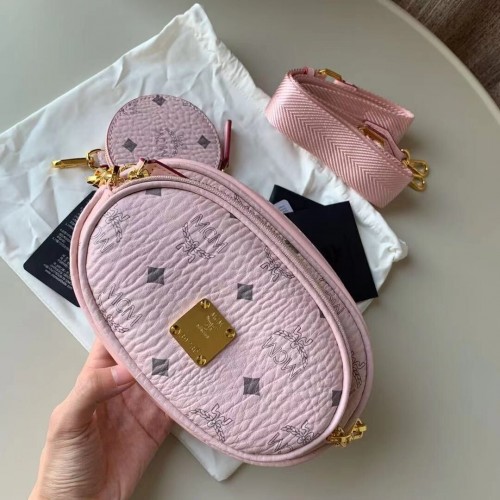 MCM Essential Visetos Bolso bandolera multifunción Piel de becerro MCM96858 Funda rosa