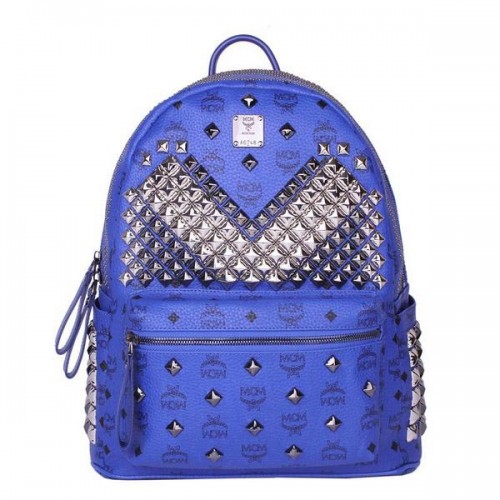 MCM Mochila mediana con tachuelas delanteras Stark MC4237 Azul