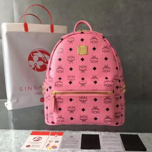 MCM Mochila mediana con tachuelas MCM0039 Rosa