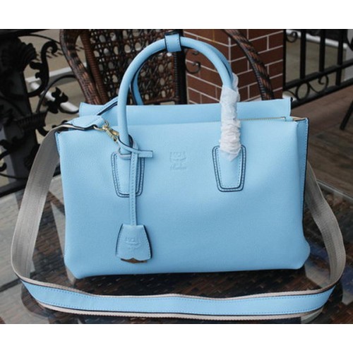 MCM Bolso Tote Milla Piel De Becerro MCM1180 Azul Claro