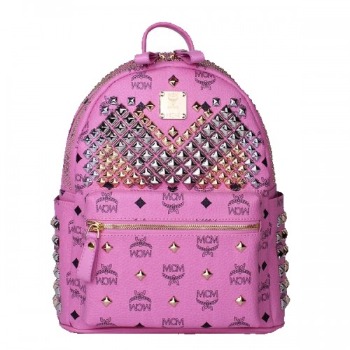 MCM Mochila pequeña con tachuelas frontales Stark MC4237S Rosy