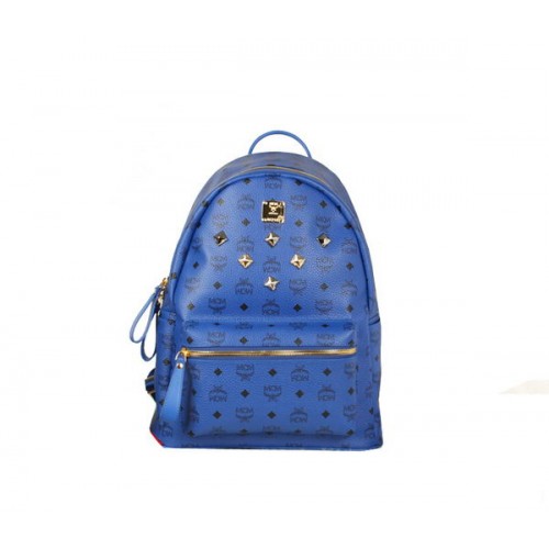 MCM Mochila Stark Jumbo en Piel de Becerro 8006 Azul