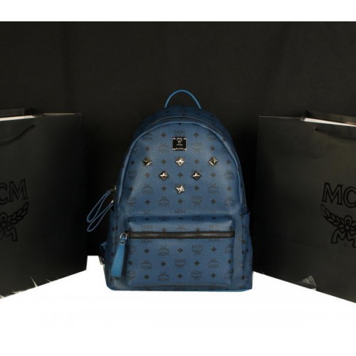 MCM Mochila Stark Jumbo en Piel de Becerro 8006 RoyalBlue