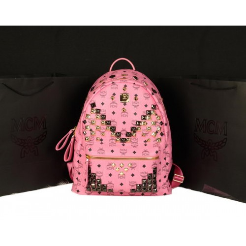 MCM Mochila Stark Jumbo en Piel de Becerro 8100 Rosa