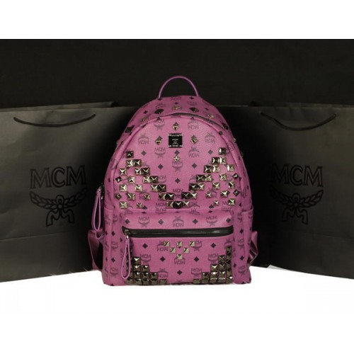 MCM Mochila Stark Jumbo en Piel de Becerro 8100 Púrpura