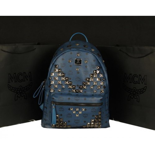 MCM Mochila Stark Jumbo en Piel de Becerro 8100 RoyalBlue