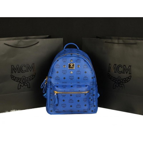 MCM Mochila Stark Grande en Piel Vacuno 8004 Azul