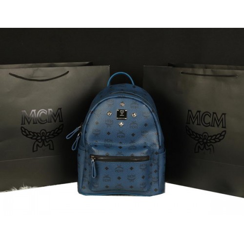 MCM Mochila Stark Grande en Piel de Becerro 8004 RoyalBlue