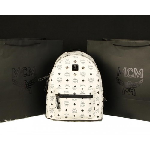 MCM Mochila Stark Grande en Piel Vacuno 8004 Blanco