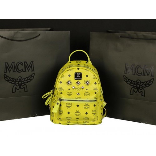 MCM Mochila Stark Mediana en Piel Vacuno 8003 Limón