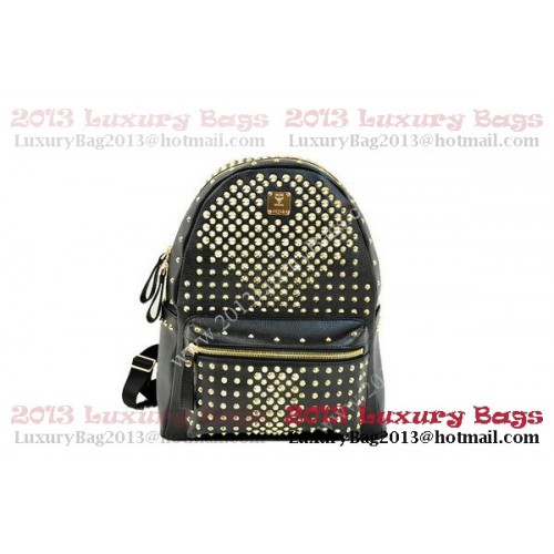 Mochila MCM Stark en Piel Granulada Negra