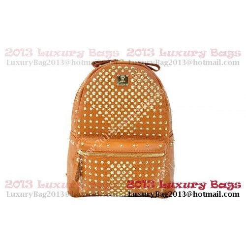Mochila MCM Stark en cuero granulado color camel