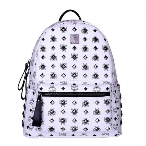 MCM Stark Mochila mediana con tachuelas MC2089 Blanco