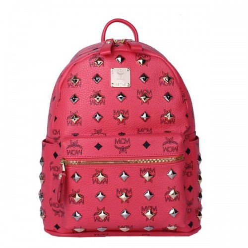 MCM Stark Mochila pequeña con tachuelas MC2089S Rojo claro