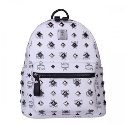MCM Stark Mochila pequeña con tachuelas MC2089S Blanco