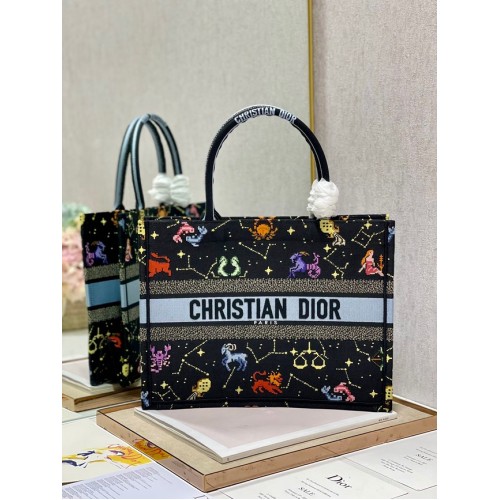 TOTE DIOR BOOK TOTE Negro multicolor Dior Pixel Zodiac bordado M1296ZRUV