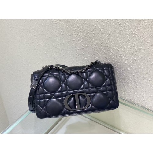BOLSO MEDIANO DIOR CARO Piel de cordero Cannage degradada M9242WN negro