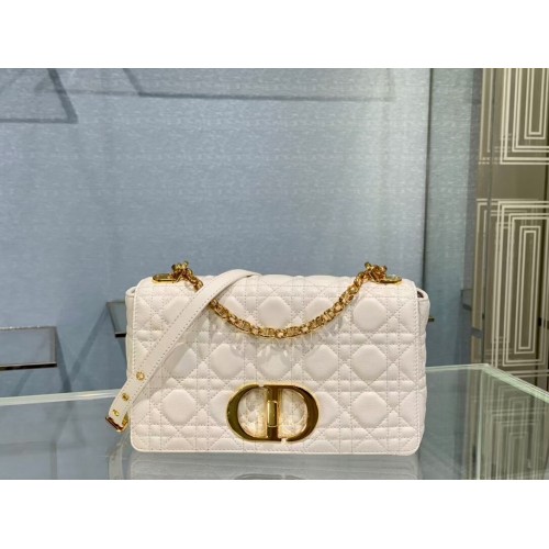 BOLSO MEDIANO DIOR CARO Piel de becerro Cannage suave M9242 blanco
