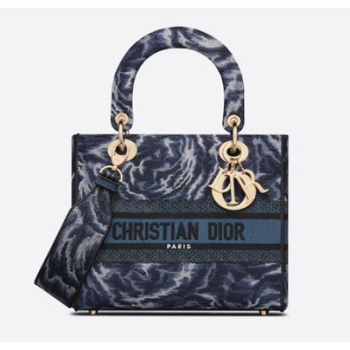BOLSO DE SEÑORA MEDIANO D-LITE Bordado Dior Roses azul M0565ORVG