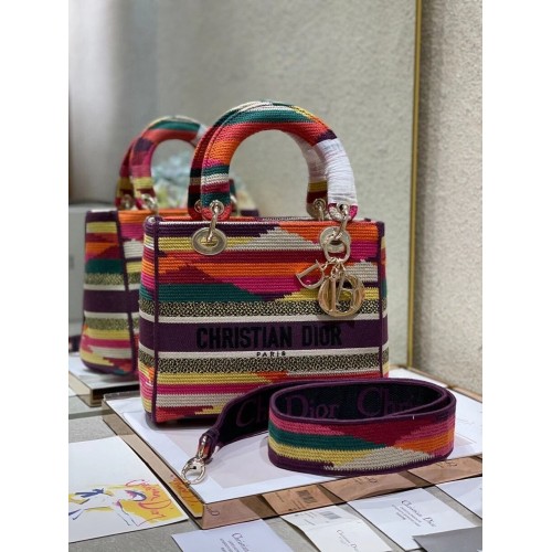 BOLSO MEDIANO DAMA D-LITE Bordado D-Stripes Multicolor M0565O