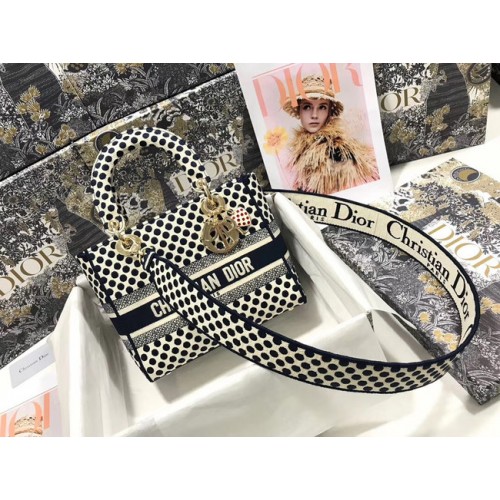 BOLSO DE SEÑORA MEDIANO D-LITE DIORAMOUR Navy Dior Dots Bordado M0565OBB Navy