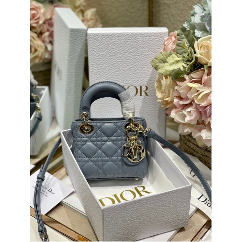BOLSO LADY DIOR MICRO DIORAMOUR S08568 Metal dorado gris