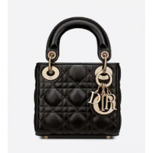 BOLSO MICRO LADY DIOR Piel de cordero Cannage negra S0856ON