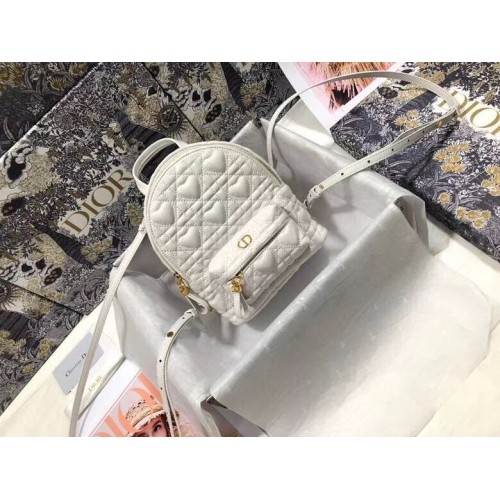 MOCHILA MINI DIOR Piel de cordero Cannage M9222 blanco