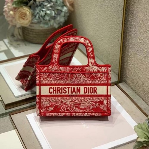 MINI DIOR BOOK TOTE Bordado S5475Z rojo
