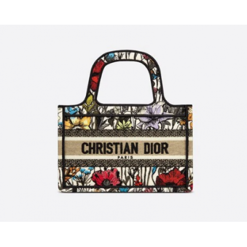 MINI DIOR BOOK TOTE Multicolor Bordado Mille Fleurs S5475Z