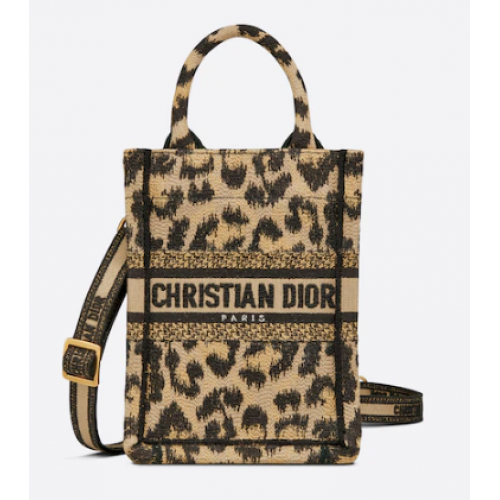 BOLSO PARA TELÉFONO MINI DIOR BOOK TOTE Beige Multicolor Bordado Mizza S5555CRHM
