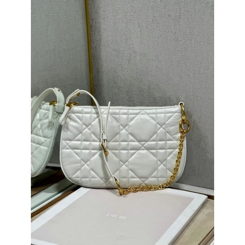 BOLSO MINI DIOR CARO TULIP Latte Piel de becerro macrocannage acolchada S5139BF
