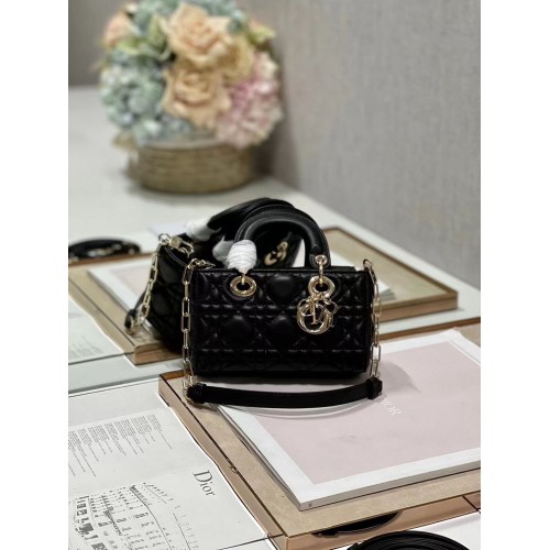 BOLSO MINI DIOR LADY D-JOY Piel de cordero Cannage M0540ONG negro