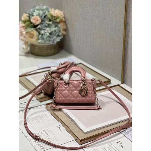 BOLSO MINI DIOR LADY D-JOY Piel de cordero Cannage M0540ONG rosa