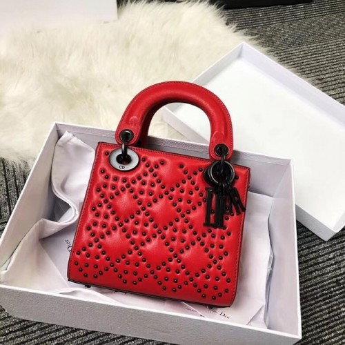 BOLSO MINI LADY DIOR BECERRO M0598S rojo